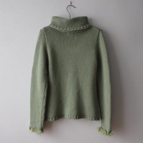 Fun Vintage Green Cowl/Turtleneck Sweater Large